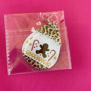 Faux leather Christmas tear drop earrings